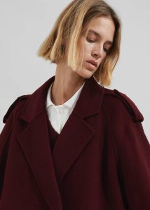 Elys Short Wool Trench - Burgundy Women Outerwear Red The Frankie Shop - Image 4