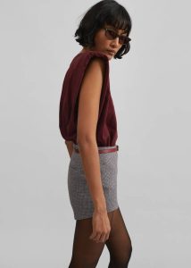 Eva Padded Shoulder Muscle T-Shirt - Burgundy Tops Red The Frankie Shop Women - Image 4