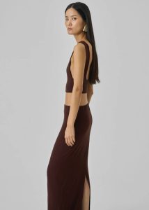 Evangeline Cropped Tank - Brown The Frankie Shop Women Brown Tops - Image 2