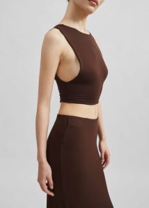 Evangeline Cropped Tank - Brown The Frankie Shop Women Brown Tops - Image 4
