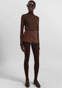 Evren Sheer Turtleneck - Brown Brown Tops Women The Frankie Shop
