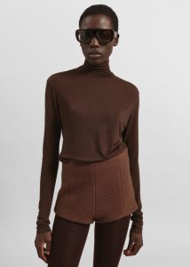 Evren Sheer Turtleneck - Brown Brown Tops Women The Frankie Shop - Image 3