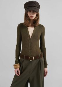 Evro Suede Leather Belt - Brown/Gold Belts The Frankie Shop Brown Women - Image 3