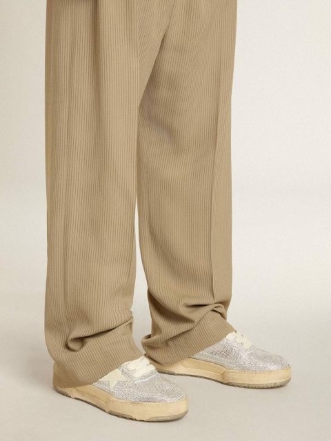 Forty2 Men Golden Goose Men’s Forty2 In White Leather And Swarovski Crystals With White Star - Image 3