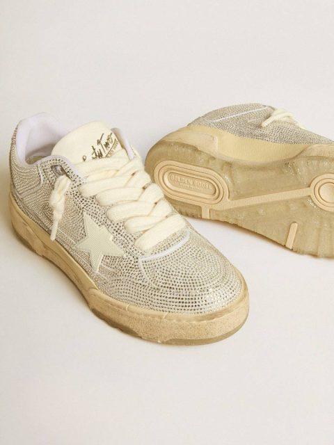 Forty2 Men Golden Goose Men’s Forty2 In White Leather And Swarovski Crystals With White Star - Image 4