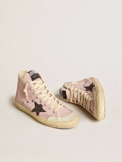 Francy Golden Goose Women Francy Penstar In Pink Suede With Gray Glitter Star - Image 2