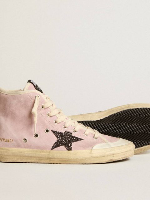 Francy Golden Goose Women Francy Penstar In Pink Suede With Gray Glitter Star - Image 3