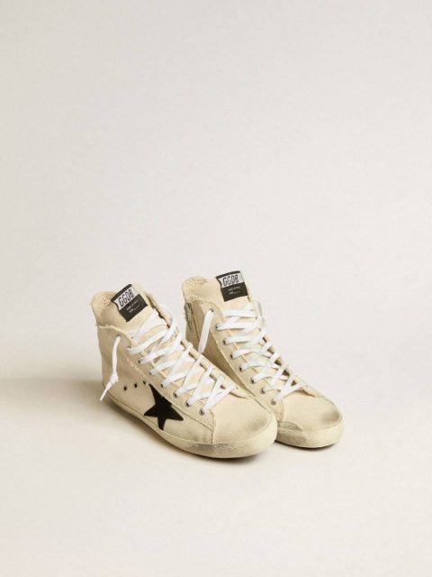 Francy Men Golden Goose Francy Penstar In Canvas With Black Suede Star And Leather Heel Tab - Image 2