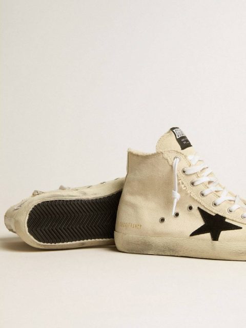 Francy Men Golden Goose Francy Penstar In Canvas With Black Suede Star And Leather Heel Tab - Image 3