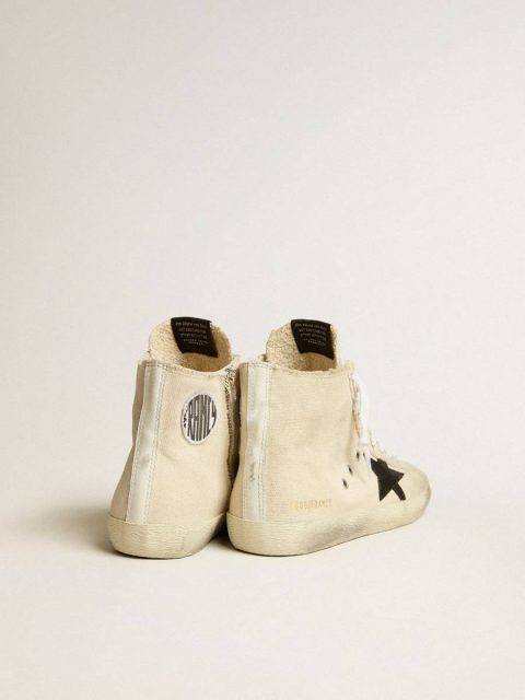 Francy Men Golden Goose Francy Penstar In Canvas With Black Suede Star And Leather Heel Tab - Image 4