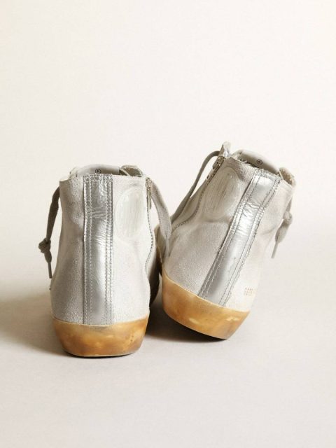 Francy Women Women’s Francy In White Suede With Black Leather Star And Silver Swarovski Crystal Tongue Golden Goose - Image 4