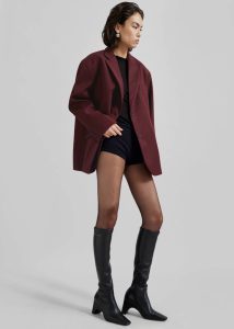 Frankie Oversized Boyfriend Blazer - Burgundy Women Outerwear Red The Frankie Shop - Image 2