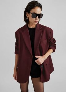 Frankie Oversized Boyfriend Blazer - Burgundy Women Outerwear Red The Frankie Shop