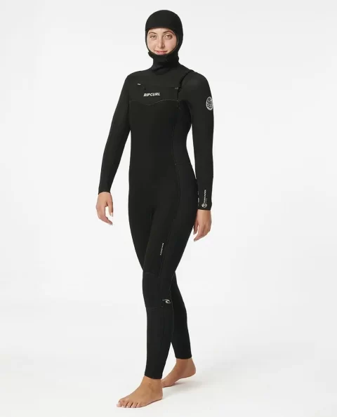 Fullsuits Women Women's Dawn Patrol 5/4 Hooded Chest Zip Fullsuit Wetsuit Rip Curl - Image 2