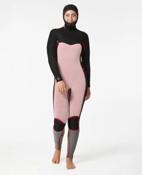 Fullsuits Women Women's Dawn Patrol 5/4 Hooded Chest Zip Fullsuit Wetsuit Rip Curl - Image 4