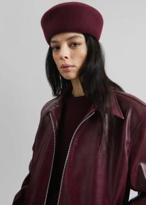 Garbo Pillbox Hat - Burgundy Women Headwear The Frankie Shop Burgundy - Image 3