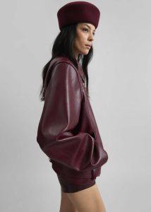Garbo Pillbox Hat - Burgundy Women Headwear The Frankie Shop Burgundy - Image 4