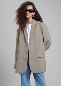 Gelso Oversized Blazer - Light Taupe Melange Women Beige Outerwear The Frankie Shop