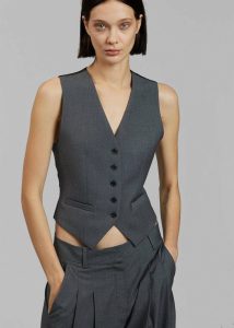 Gelso Waistcoat - Dark Grey Melange The Frankie Shop Outerwear Grey Women - Image 5