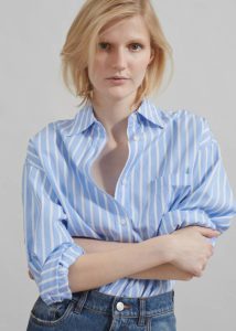 Georgia Boxy Shirt - Sky Blue/White Stripe Blue The Frankie Shop Tops Women - Image 3