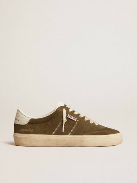 Ggdb Classics Golden Goose Men Soul Star In Green Suede With White Leather Heel Tab And Tongue