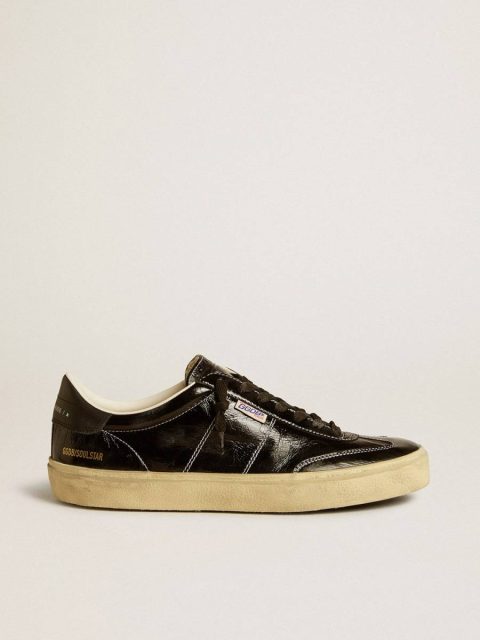 Ggdb Classics Golden Goose Men's Soul Star In Black Patent Leather With Black Leather Heel Tab Men