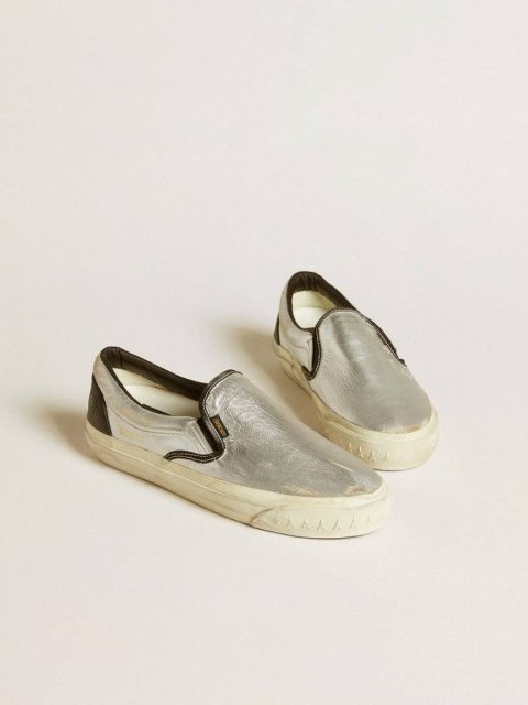 Ggdb Classics Golden Goose Women Women's Vce Penstar In Metallic Silver Leather With Black Leather Heel Tab - Image 2