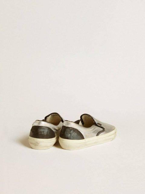 Ggdb Classics Golden Goose Women Women's Vce Penstar In Metallic Silver Leather With Black Leather Heel Tab - Image 4