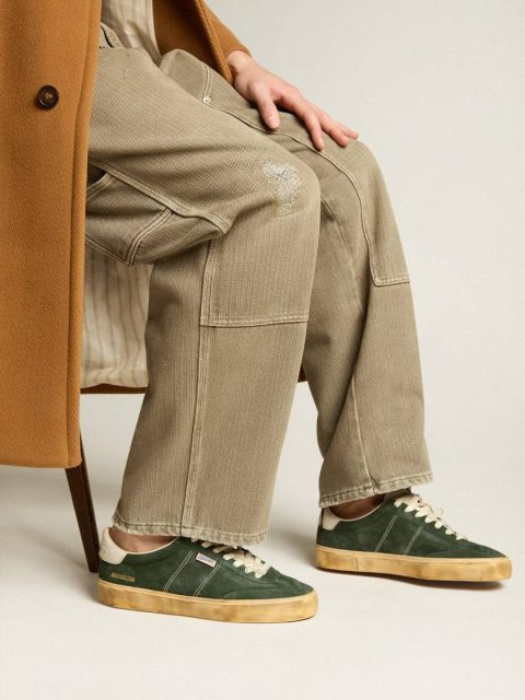 Ggdb Classics Soul Star In Green Suede With Milk-White Leather Heel Tab Men Golden Goose - Image 3