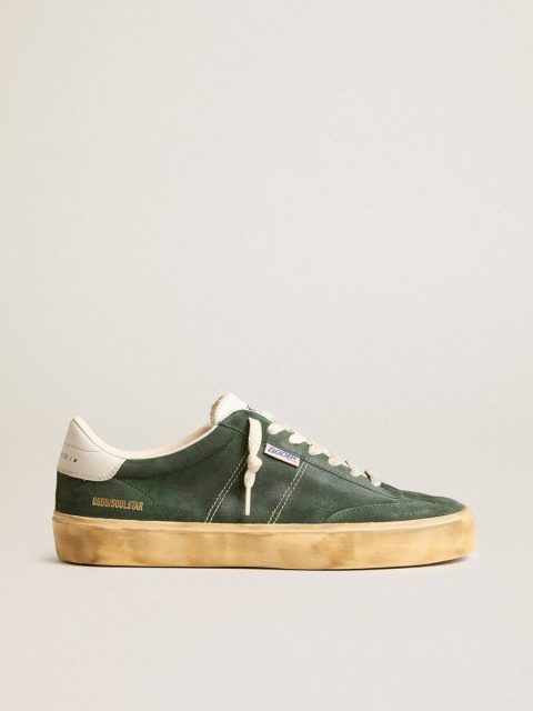 Ggdb Classics Soul Star In Green Suede With Milk-White Leather Heel Tab Men Golden Goose