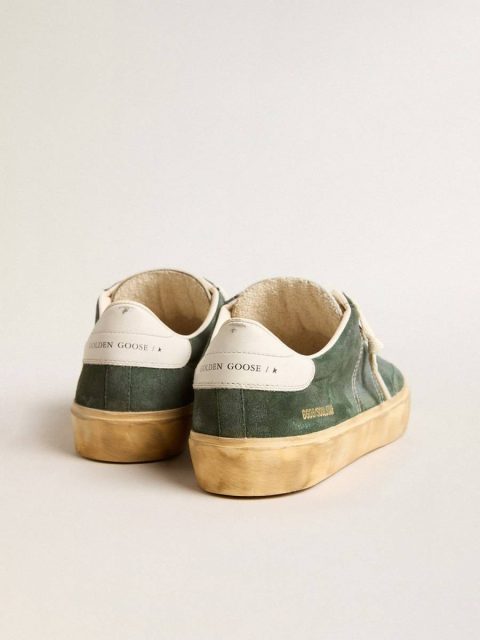 Ggdb Classics Soul Star In Green Suede With Milk-White Leather Heel Tab Men Golden Goose - Image 5