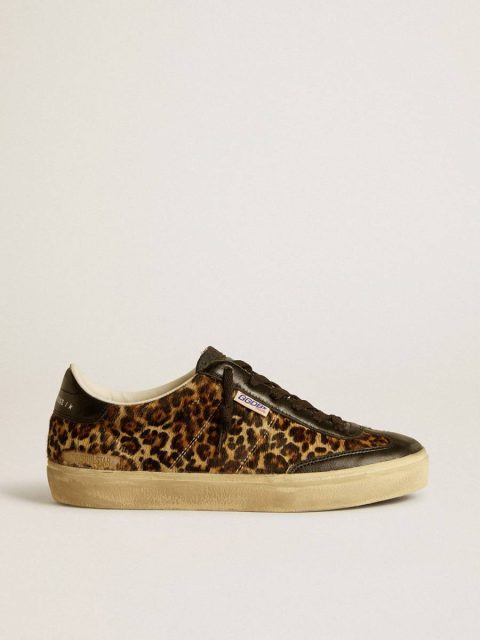 Ggdb Classics Soul Star In Leopard-Print Pony Skin With Black Nappa Leather Heel Tab And Inserts Golden Goose Women