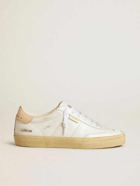 Ggdb Classics Women's Soul Star In White Leather With Pink Leather Heel Tab Women Golden Goose