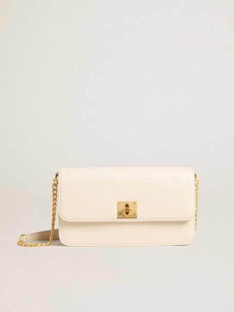 Gioia Bag In Butter-Colored Boarded Leather With Gold Details Golden Goose Butter Crossbody Bags Women