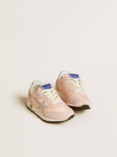 Girls (4-10 Years) Golden Goose Kids Marathon Young In Pink Nylon With Printed Star And Leather Heel Tab - Image 2