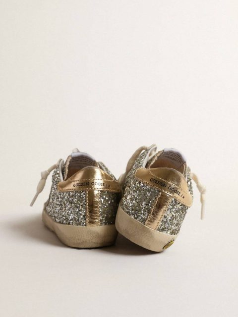 Girls (4-10 Years) Kids Golden Goose Super-Star Young In Glitter With A Suede Star And Gold Heel Tab - Image 4