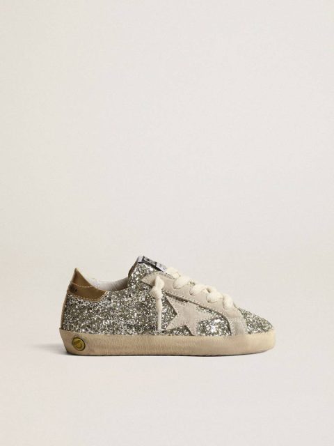 Girls (4-10 Years) Kids Golden Goose Super-Star Young In Glitter With A Suede Star And Gold Heel Tab