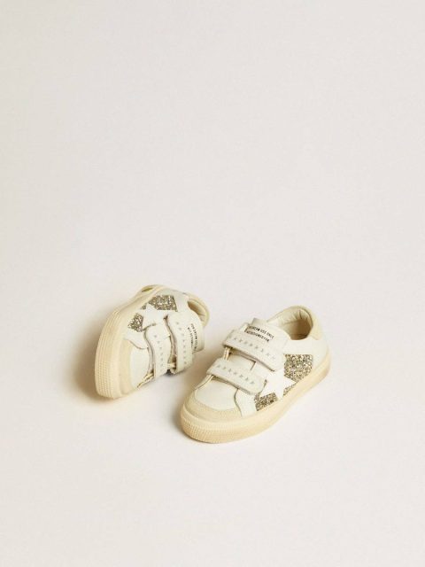 Girls (4-10 Years) Kids May School Young In Glitter With Leather Star And Suede Heel Tab Golden Goose - Image 2