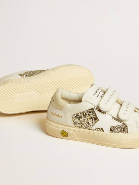 Girls (4-10 Years) Kids May School Young In Glitter With Leather Star And Suede Heel Tab Golden Goose - Image 3
