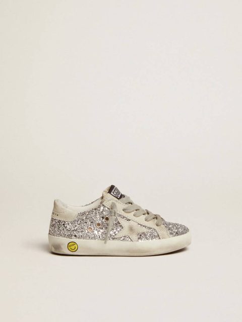 Girls (4-10 Years) Kids Super-Star Young With Silver Glitter Golden Goose