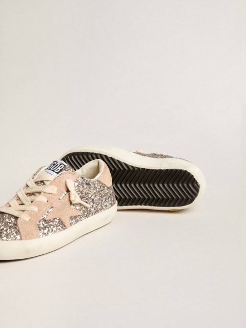 Girls (4-10 Years) Young Super-Star In Glitter With Suede Star And Heel Tab Kids Golden Goose - Image 3