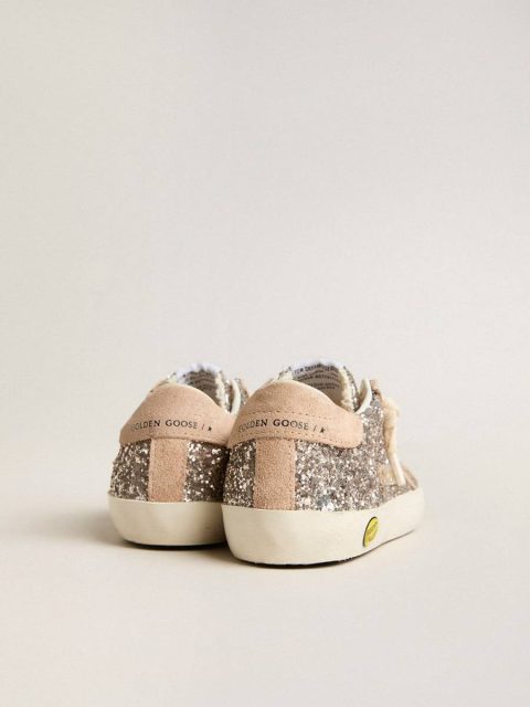 Girls (4-10 Years) Young Super-Star In Glitter With Suede Star And Heel Tab Kids Golden Goose - Image 4