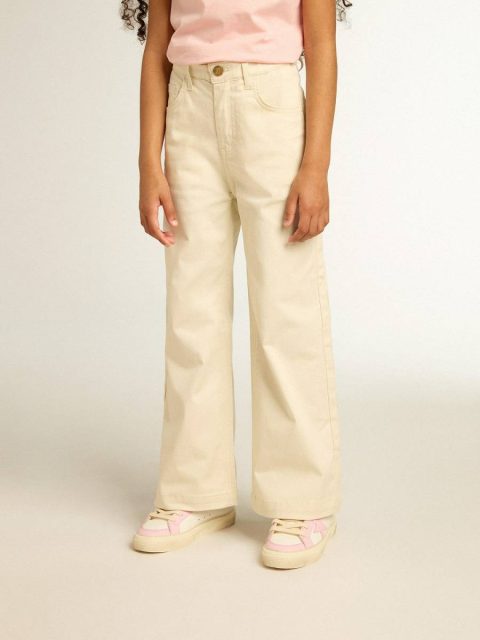 Girls’ Cotton Pants In Aged White Golden Goose Kids Aged White Bottomwear Selection (4-12 Years) - Image 2