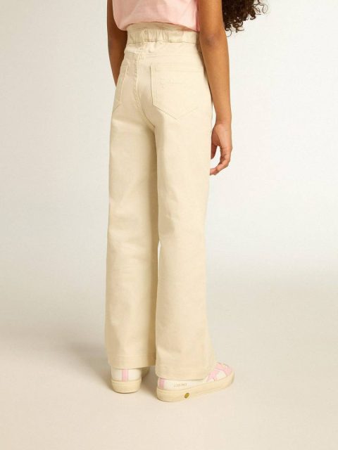 Girls’ Cotton Pants In Aged White Golden Goose Kids Aged White Bottomwear Selection (4-12 Years) - Image 4