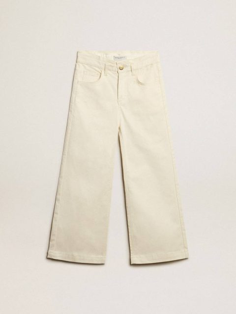Girls’ Cotton Pants In Aged White Golden Goose Kids Aged White Bottomwear Selection (4-12 Years)