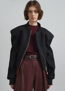 Glane Padded Wool Bomber Jacket - Black The Frankie Shop Women Outerwear Black - Image 3