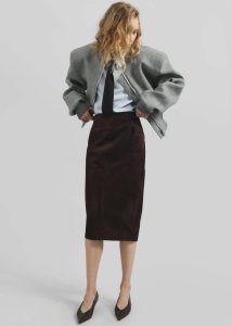 Glane Padded Wool Bomber Jacket - Grey Melange Outerwear Women Grey The Frankie Shop - Image 2