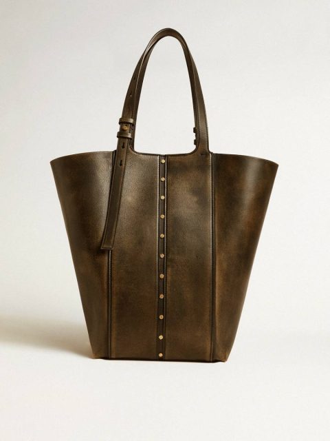 Golden Goose 24/7 Bag In Black Distressed Leather With Adjustable Handles Women Black Handle Bags - Image 4