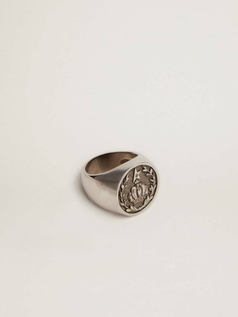 Golden Goose Antique Silver Men's Signet Ring In Antique Silver Color Jewelry Men