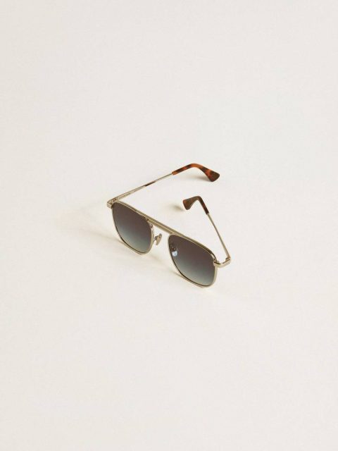 Golden Goose Aviator Style Sunglasses With Silver Frame And Blue Lenses Women Silver Sunglasses - Image 2